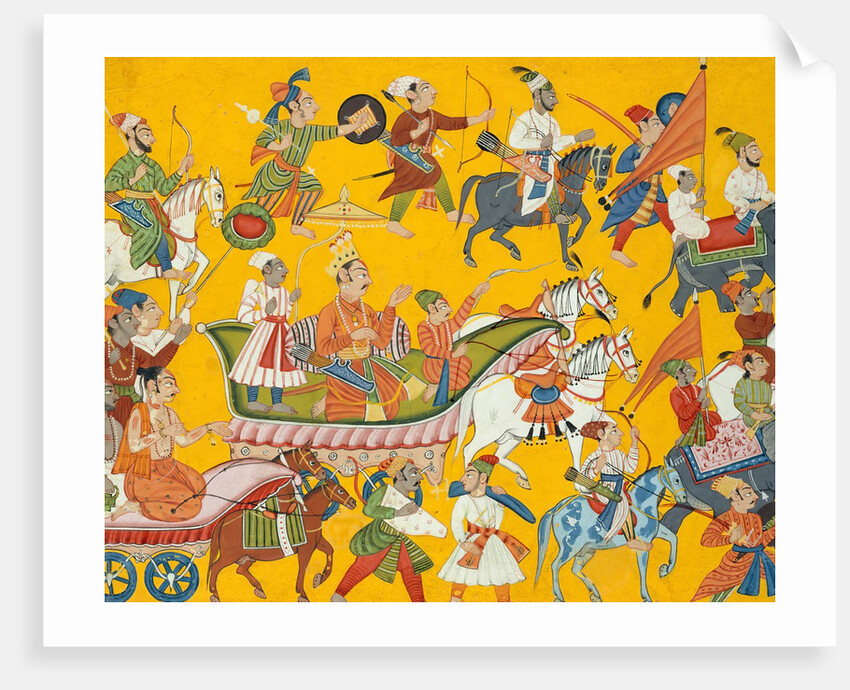 King Dasaratha and His Retinue Proceed to Rama's Wedding: Folio from the Shangri…, ca. 1690-1710 by Unknown