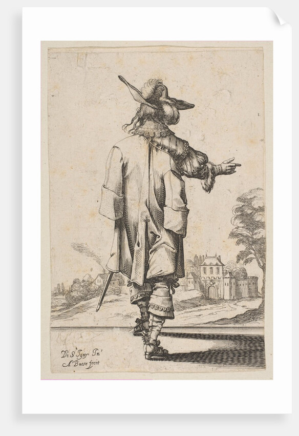Gentleman Seen from the Back Pointing towards a Chateau, 1629 by Abraham Bosse