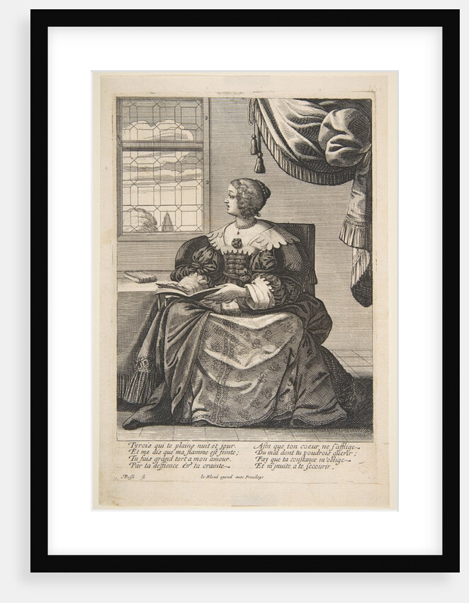 Seated Woman Holding a Book and Singing, mid to late 17th century by Abraham Bosse