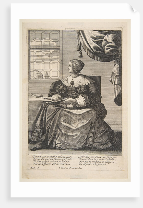 Seated Woman Holding a Book and Singing, mid to late 17th century by Abraham Bosse