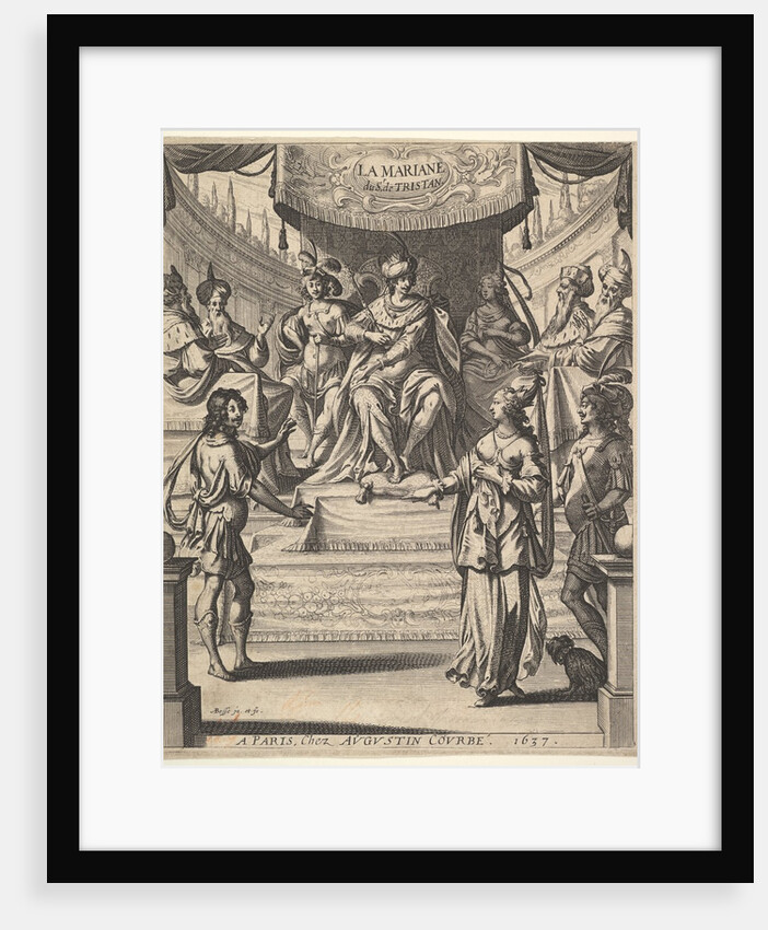 Frontispiece for 'Tristan L'Hermite': Marianne standing to right before Herod and his cour…, 1637 by Abraham Bosse