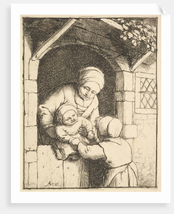Little Girl Playing with a Baby in its Mother's Arms, 1610-85 by Adriaen van Ostade