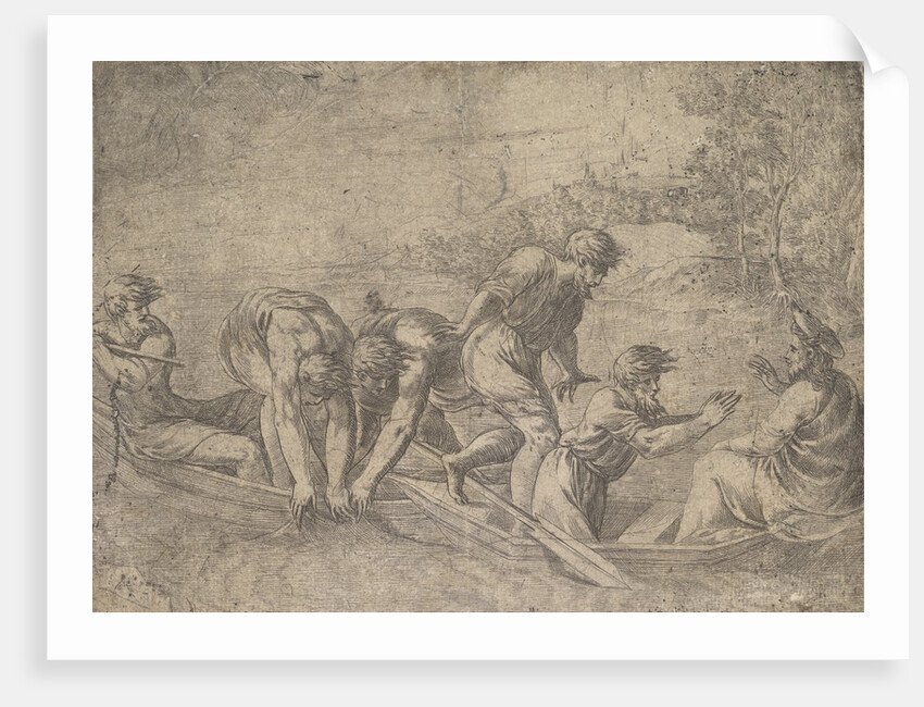 The miraculous draught of the fishes, Christ at the right accompanied by apostles in…, ca.1548-52 by Andrea Schiavone
