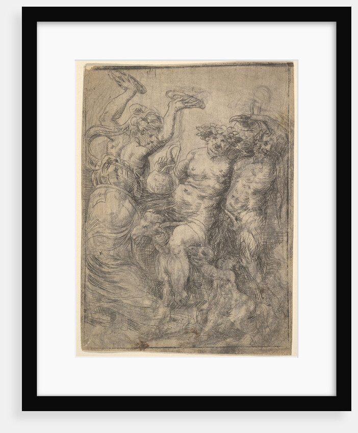 Bacchic revel with Silenus riding a goat in the centre, ca. 1540-43 by Andrea Schiavone