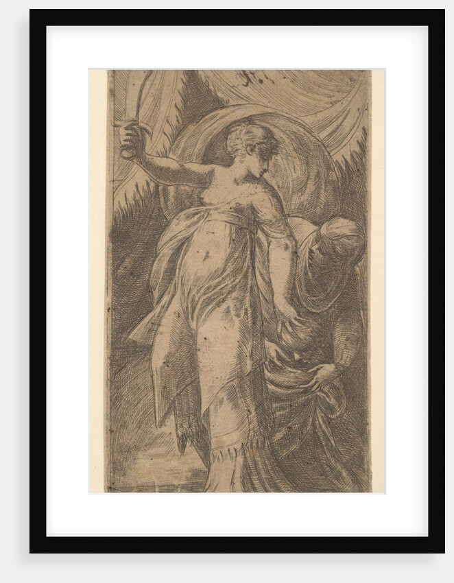 Judith with her sword raised in her right hand and placing the head of Holofernes i…, ca. 1540-45 by Andrea Schiavone