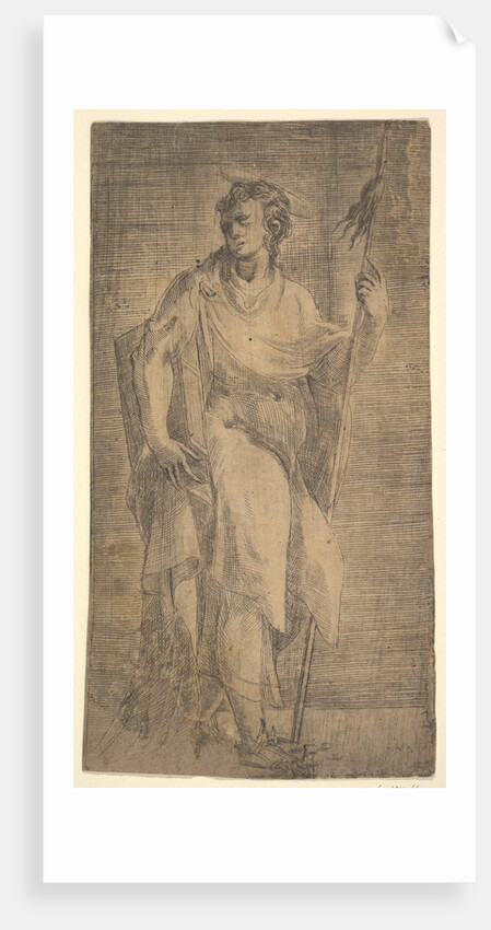 A saint, possibly Matthew, holding a staff and a book, ca. 1540-50 by Andrea Schiavone