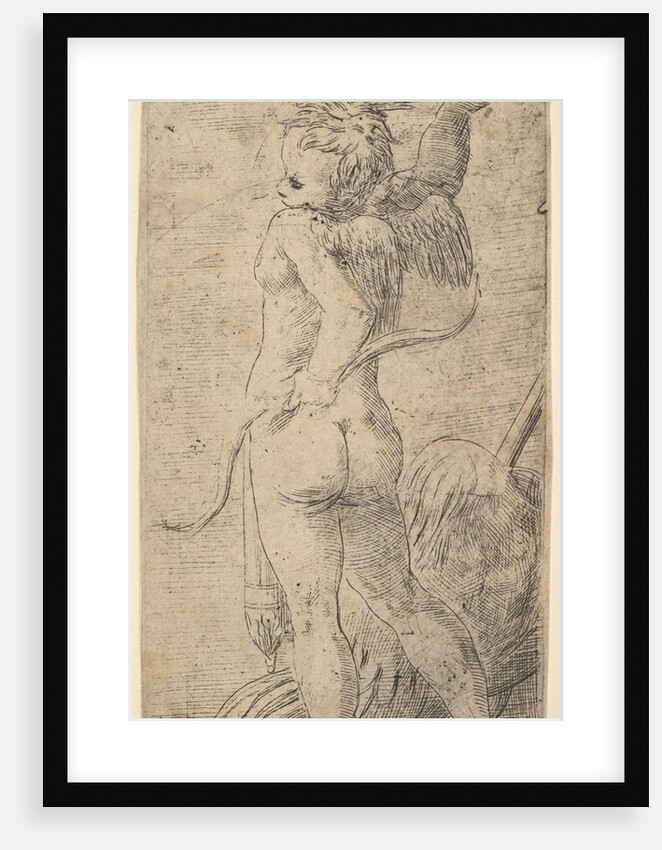 Cupid viewed from behind with an arrow in his raised right hand, ca. 1543-45 by Andrea Schiavone