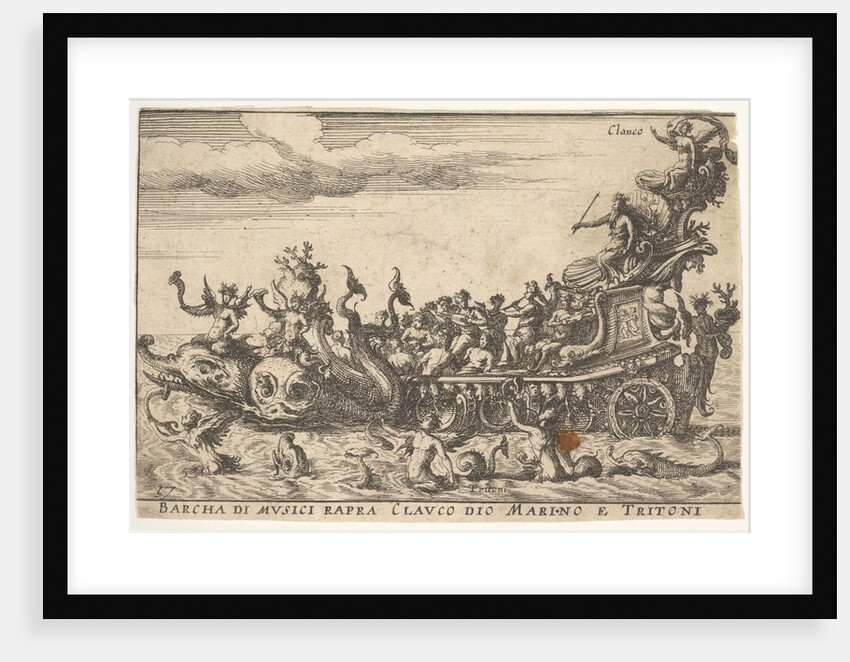 Plate 16: Ship of musicians with the sea god Claucus and triton by Unknown