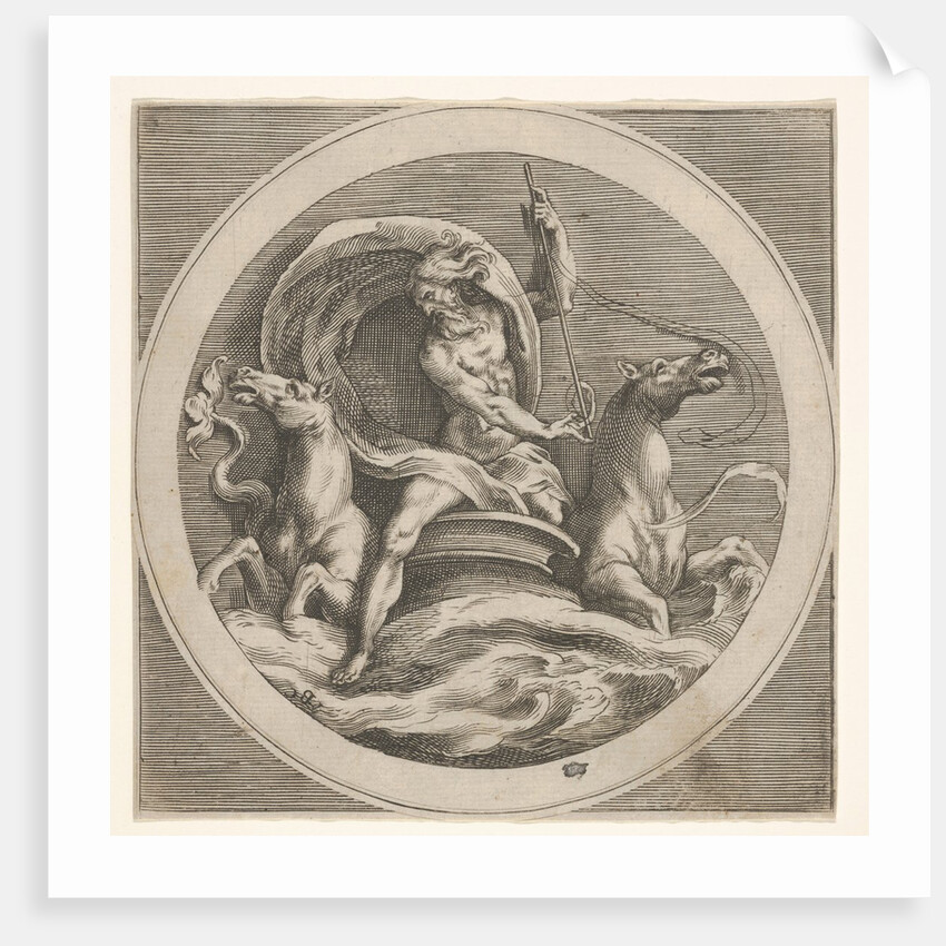 Neptune rising from the sea and bearing a staff, accompanied by two horse-headed …, ca. 1550-1600 by Unknown