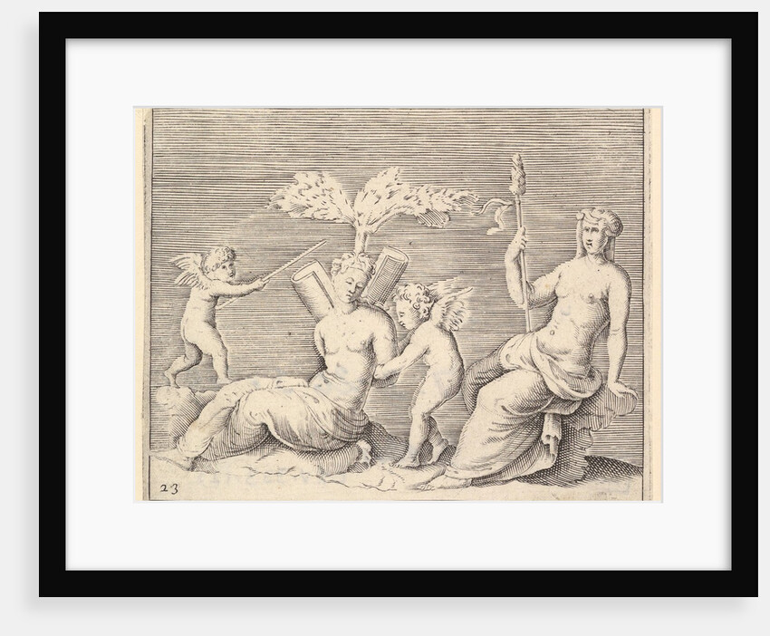 Two Women and Two Cupids, published ca. 1599-1622 by Unknown