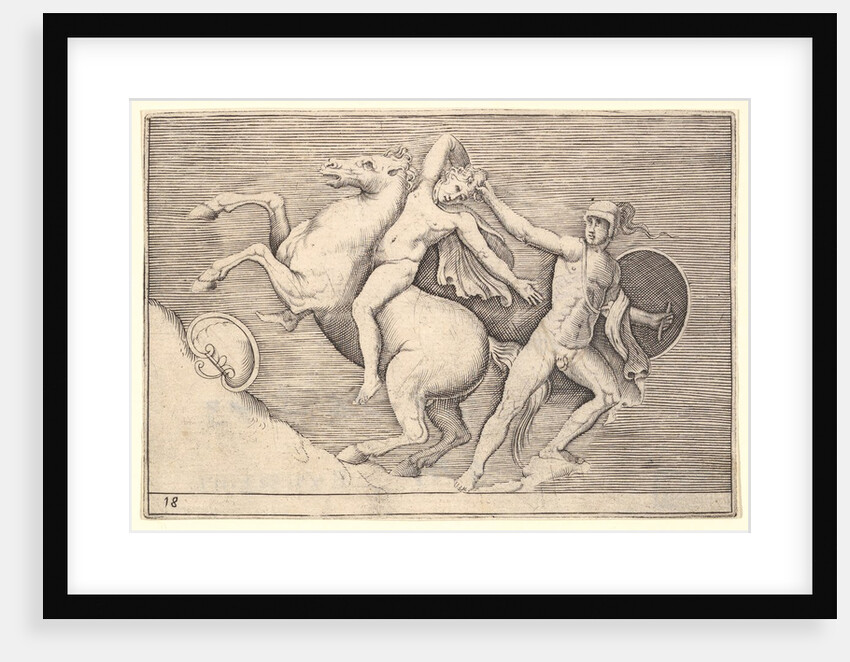 Warrior Pulling a Rider from His Horse, from 'Ex Antiquis Camorum et Ge…, published ca. 1599-1622 by Unknown