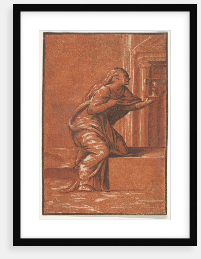 Female personification of Faith who kneels raising a chalice in her left hand, af…, ca. 1520-1560 by Unknown