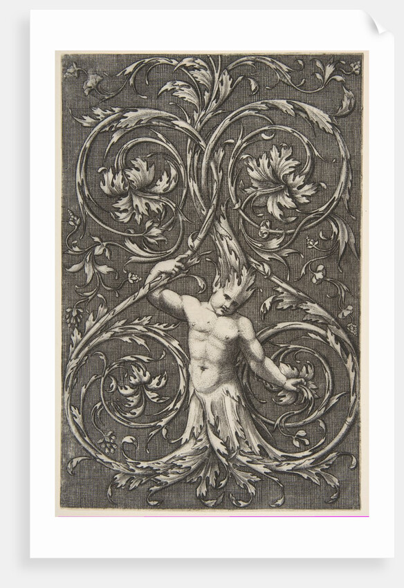 Grotesque with male figure with lower body and head of acanthus scrolls, ca. 1515-1600 by Unknown
