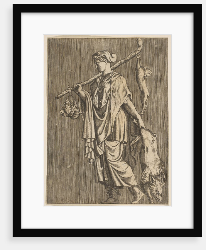Woman returning from a hunt carrying a boar in her left hand and a stick on her r…, ca. 1515-1600 by Unknown