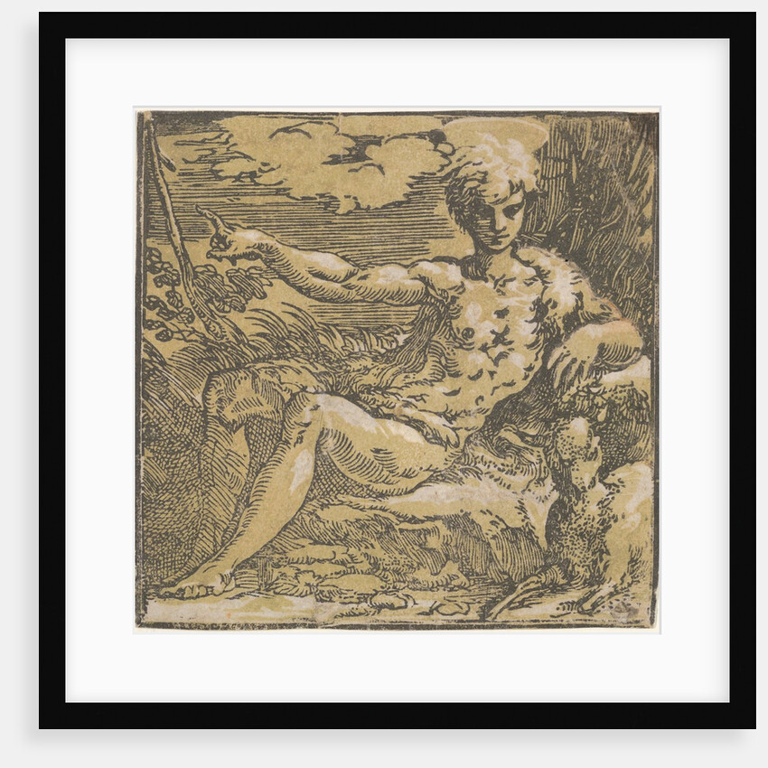 Saint John the Baptist in the desert, a lamb by his side, ca. 1527-30 by Antonio da Trento