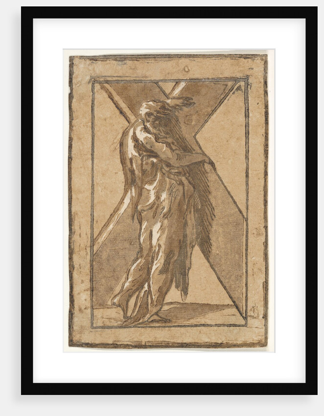 Saint Andrew standing in profile holding a large cross from a series of 'Twelve Apo…, ca. 1540-50 by Unknown