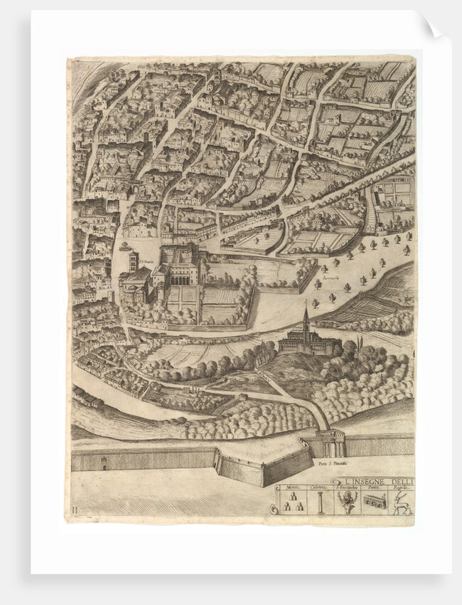 Plan of the City of Rome. Part 11 with the San Pancrazio, 1645 by Antonio Tempesta