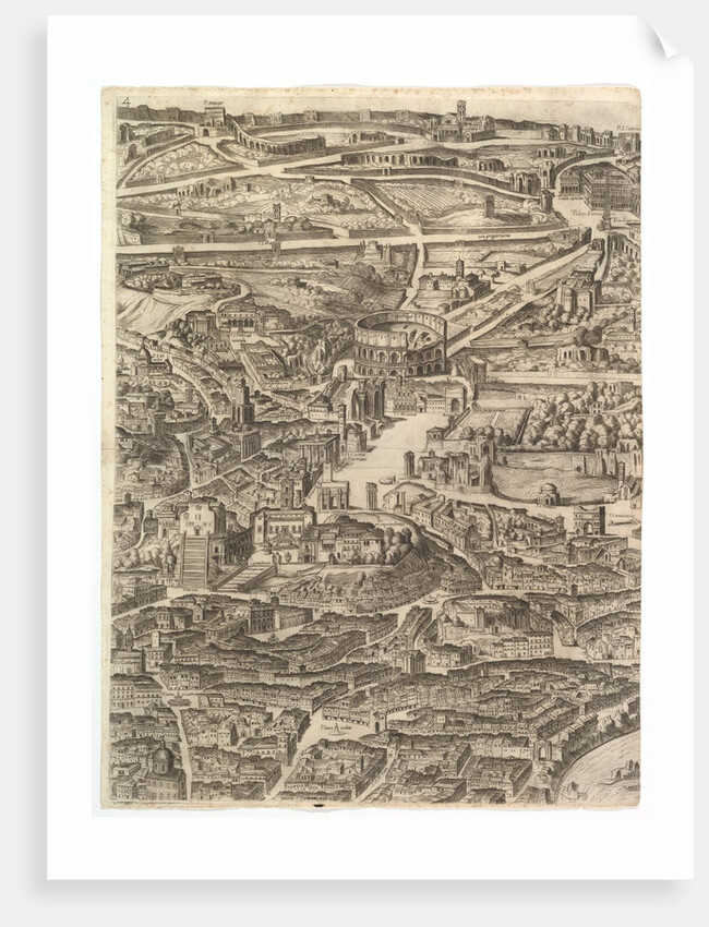 Plan of the City of Rome. Part 4 with the Santa Maria in Aracoeli, the Forum Romanum, the …, 1645 by Antonio Tempesta