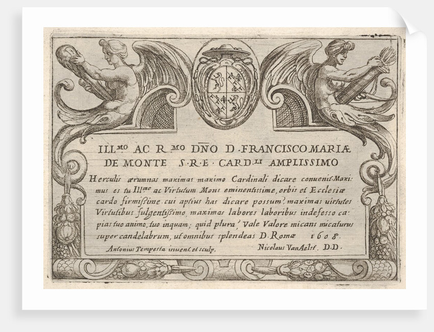 Title plate for the series 'The Labors of Hercules' with the arms of Cardinal Francesco Ma…, 1608 by Antonio Tempesta