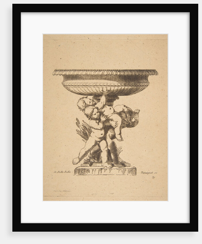 Ornamental design of three children holding up a fountain, 19th century by Auguste Pequegnot