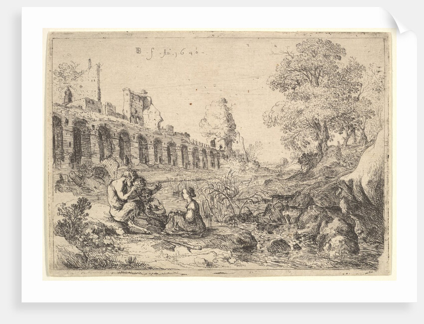Corsica seated before satyrs on the bank of a river, from a pair of plates for Battista Gu…, 1640 by Bartholomeus Breenbergh