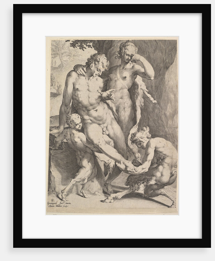 Oreads Removing a Thorn from a Satyr's Foot, 1590 by Bartholomeus Spranger/Jan Muller