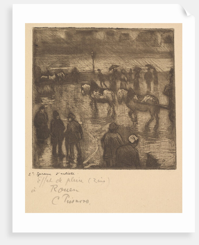 Impressions of Rain, Rouen, 1883 by Camille Pissarro