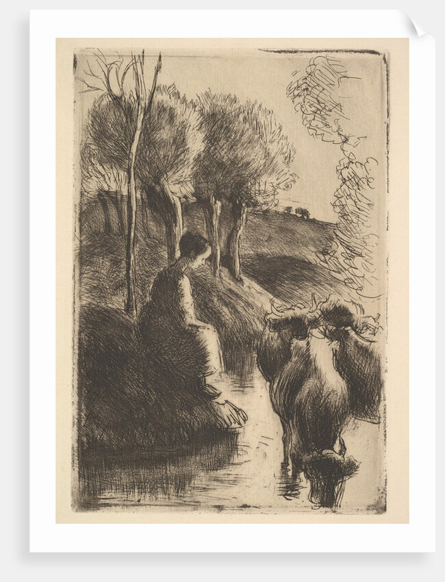 Cowherd, at Water's Edge, 1890 by Camille Pissarro