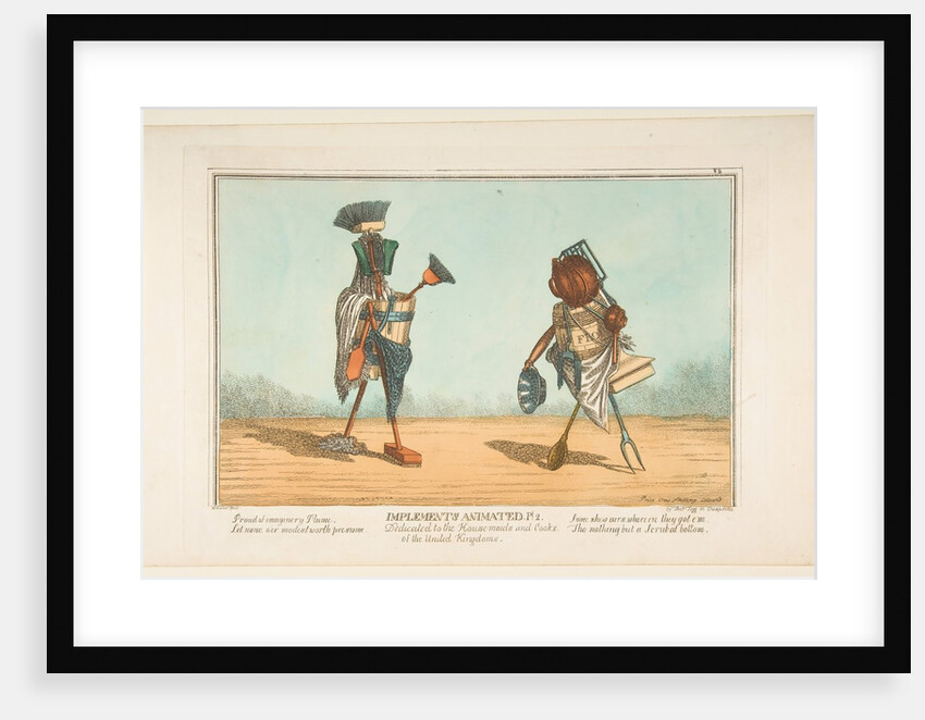 Implements Animated, Pl. 2, Dedicated to the Housemaids and Cooks of the United Kingdoms, ca. 1811 by Unknown
