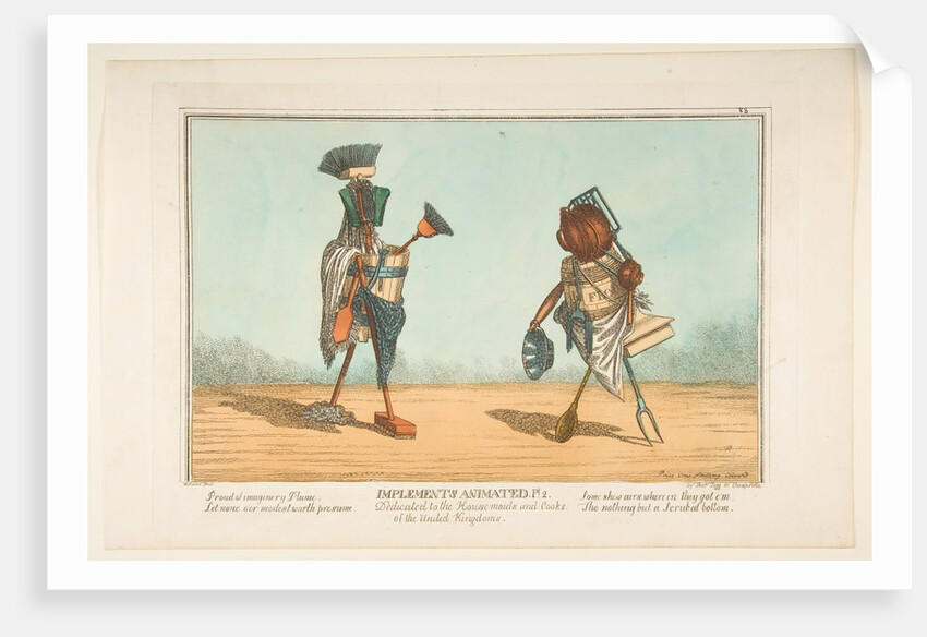 Implements Animated, Pl. 2, Dedicated to the Housemaids and Cooks of the United Kingdoms, ca. 1811 by Unknown
