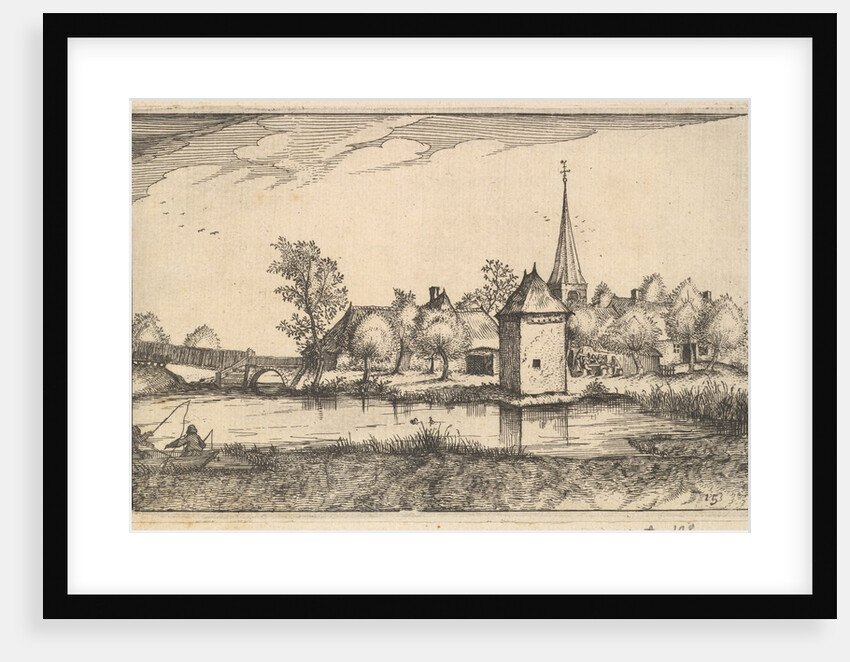 Pond and a Village, plate 15 from Regiunculae et Villae Aliquot Ducatus Brabantiae, ca. 1610 by Claes Jansz Visscher