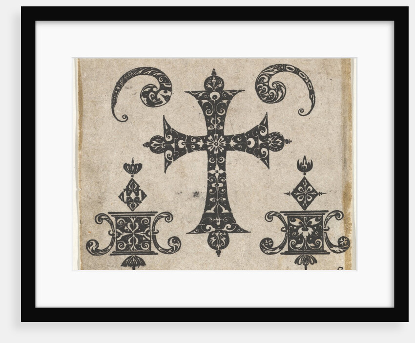 Blackwork Print with a Latin Cross and Small Motifs, ca. 1620 by Claes Jansz Visscher