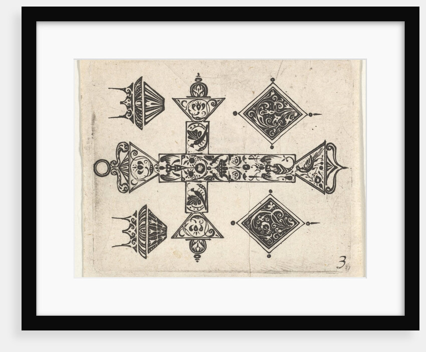 Blackwork Print with a Latin Cross and Four Motifs, ca. 1620 by Claes Jansz Visscher