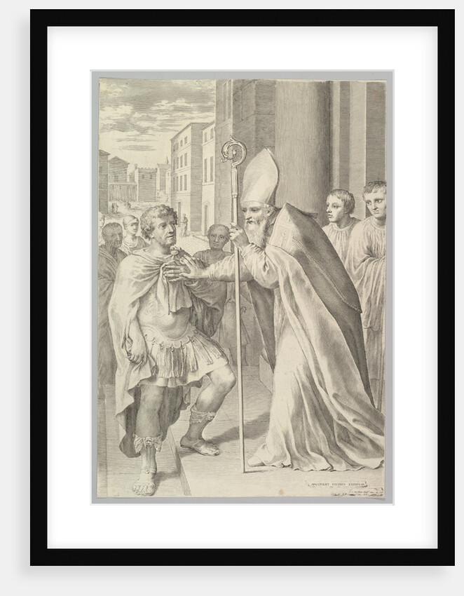 St. Ambrose, Archbishop of Milan, Turning Back Emperor Theodosius, 1681 by Claude Mellan