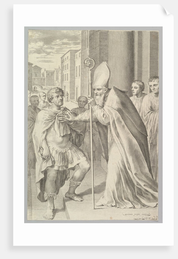 St. Ambrose, Archbishop of Milan, Turning Back Emperor Theodosius, 1681 by Claude Mellan