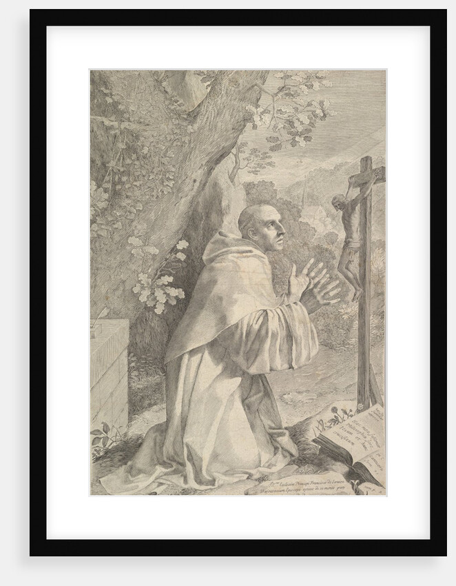 St. Bernard Kneeling Before a Crucifix, ca. 1655 by Claude Mellan