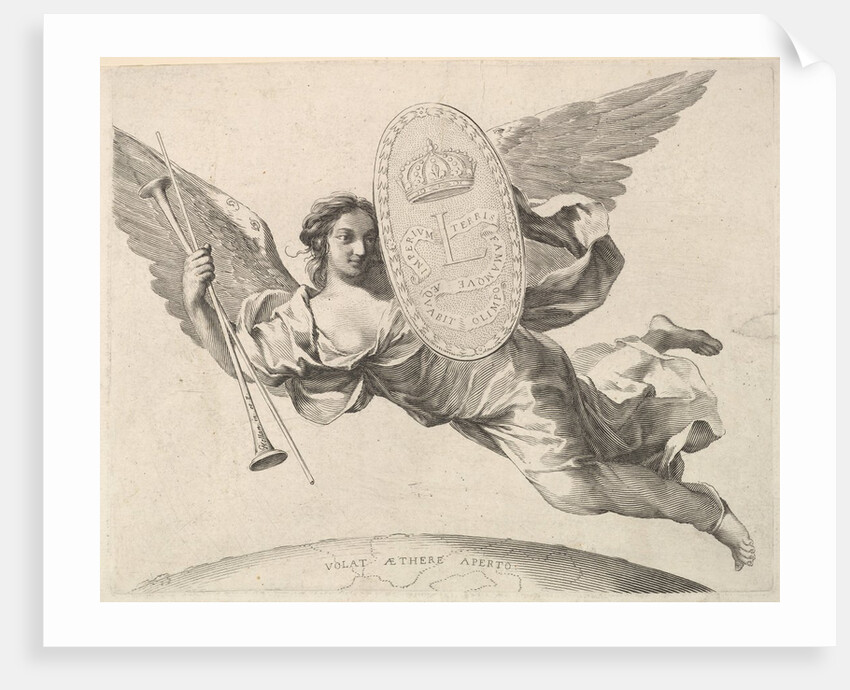Fame Bearing a Shield with the Initial of Louis XIV by Claude Mellan