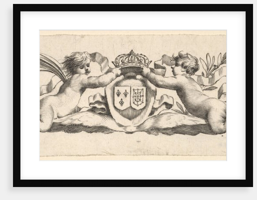 Headband: Two Infants with the Arms of France and Navarre by Claude Mellan