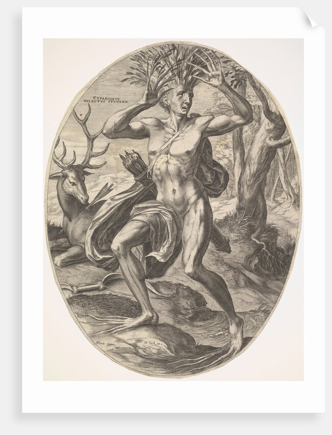 Cyparissus from set The Rural Gods, 1565 by Cornelis Cort