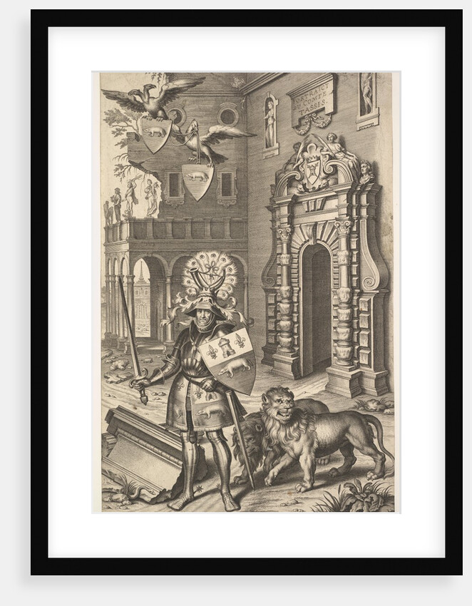 Allegorical Portrait of Count Tassis illustration from Jean Jacques Chifflet, Les marques …, 1645 by Cornelis Galle I