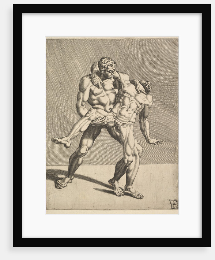 Wrestlers, from Wrestlers, plate 3, 1552 by Dirck Volkertsen Coornhert