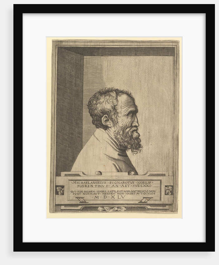 Portrait of Michelangelo in profile facing right set within a recess, 1545 by Unknown