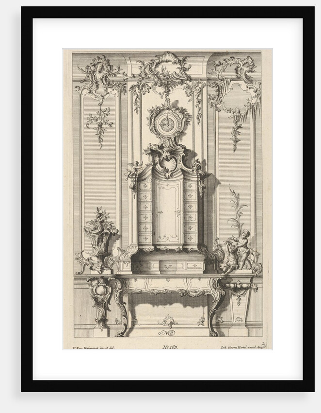 Wall Elevation with a Secretaire, from 'Schreibtische', ca. 1748-70 by Franz Xavier Habermann