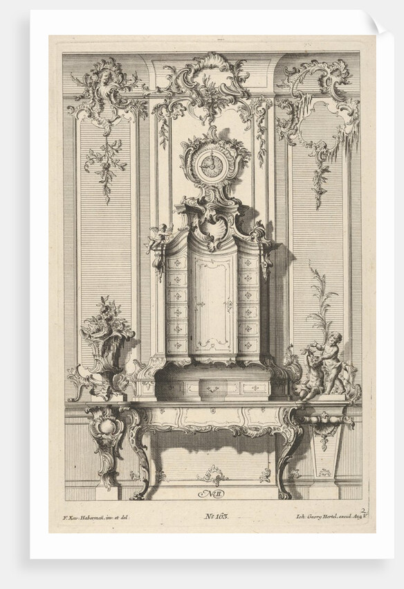 Wall Elevation with a Secretaire, from 'Schreibtische', ca. 1748-70 by Franz Xavier Habermann