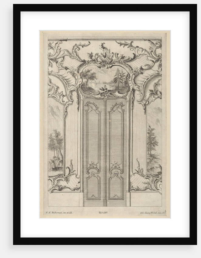 Wall Elevation with a Double Door, from 'Wandfüllungen', ca. 1748-70 by Franz Xavier Habermann