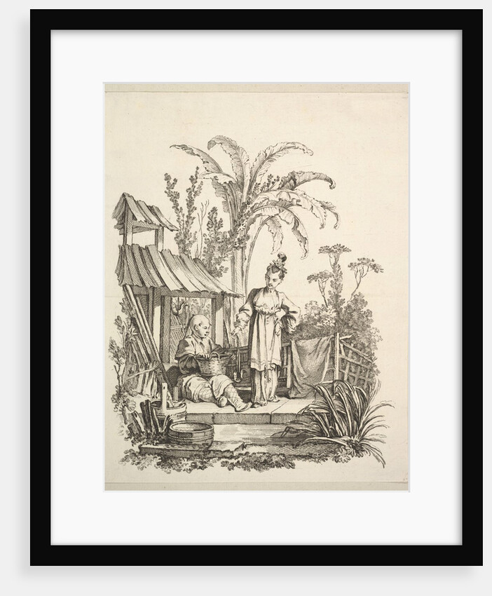 A Seated Chinese Man and a Woman Carrying a Fish, ca. 1742 by Gabriel Huquier