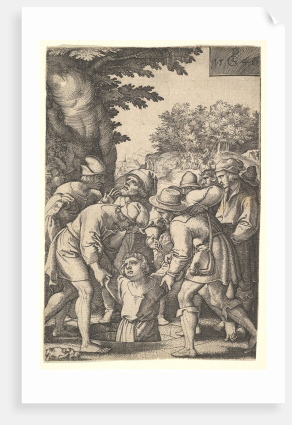 Joseph lowered into a well by his brothers, from the series 'The Story of Joseph', 1546 by Georg Pencz