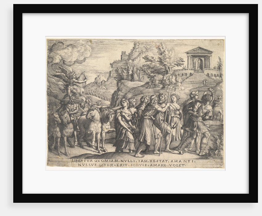 Triumph of Love: four horses draw a carriage with Cupid standing upon a smoking platfo…, ca. 1539 by Georg Pencz