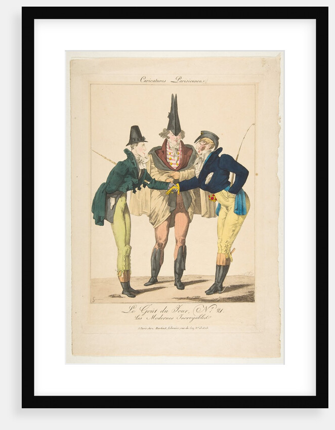 Le Goût du Jour, No. 21: Les Modernes Incroyables, from Caricatures Parisiennes, ca. 1815 by Georges Jacques Gatine
