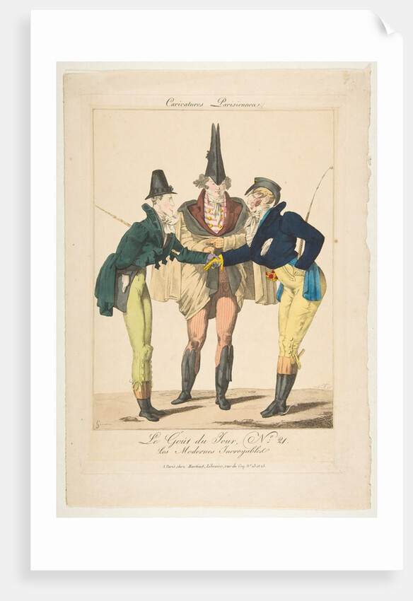 Le Goût du Jour, No. 21: Les Modernes Incroyables, from Caricatures Parisiennes, ca. 1815 by Georges Jacques Gatine
